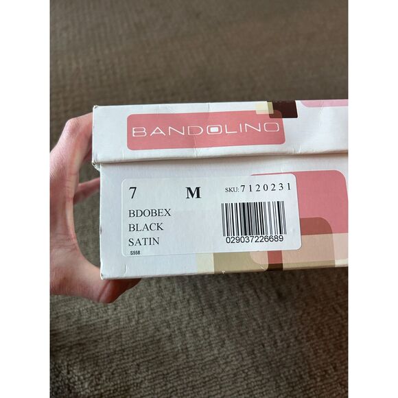 Bandolino Bdobex Black Satin Sandal Heel Size 7 - Picture 8 of 8